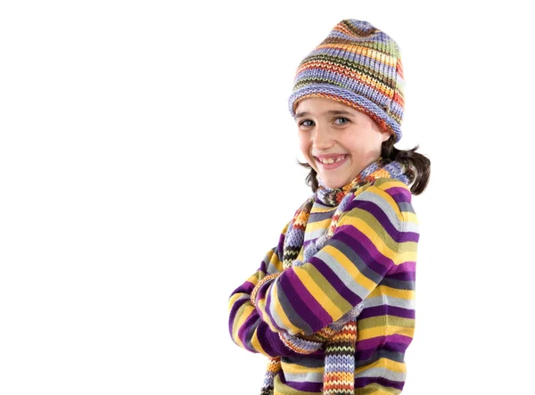 Αξιολάτρευτο μικρό κορίτσι με ρούχα για το χειμώνα — Φωτογραφία Αρχείου