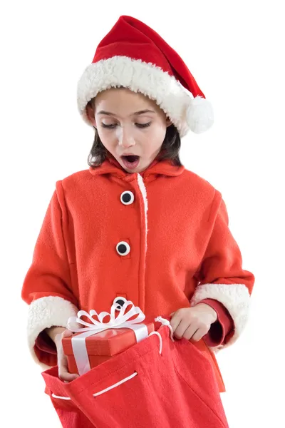 クリスマスの帽子で美しい少女 — ストック写真