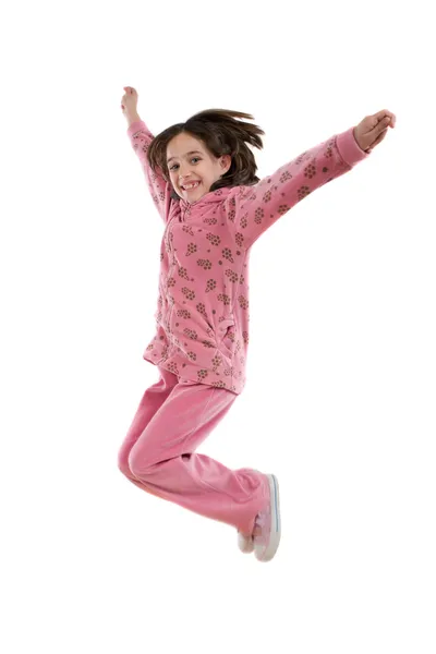 快乐的小女孩跳 — 图库照片