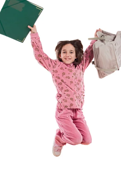 Glada lilla flickan hoppar — Stockfoto