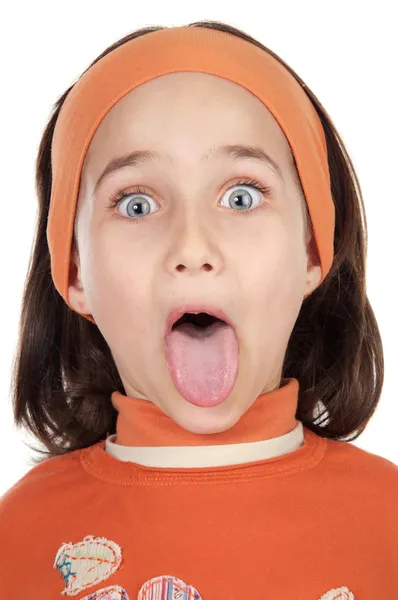 Menina saindo de sua língua — Fotografia de Stock