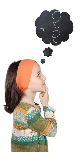 Girl thinking in numbers — Stock Photo, Image