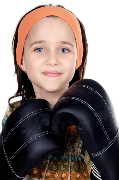 Chica con guantes de boxeo —  Fotos de Stock