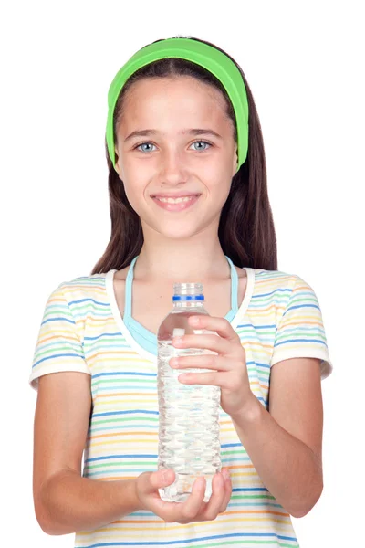 Divertido niño con botella de agua — Foto de Stock