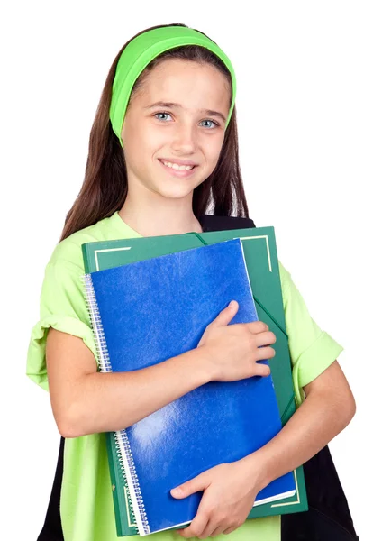 Schattig student meisje met blauwe ogen — Stockfoto