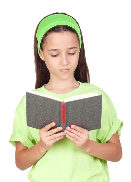 Adorável menina lendo um livro — Fotografia de Stock