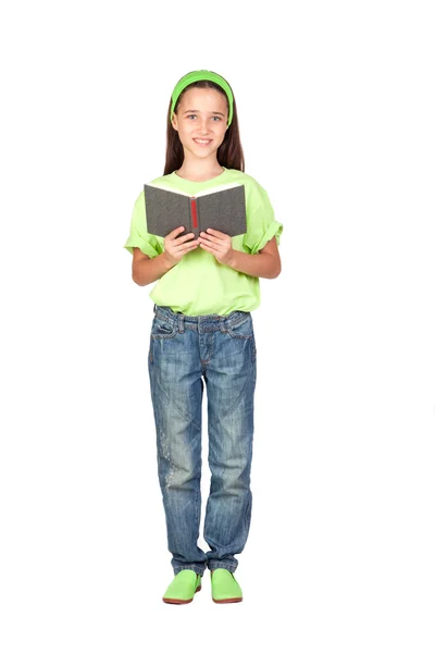 Чарівна маленька дівчинка читає книгу — стокове фото