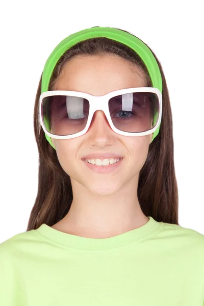 Schattig meisje met grappige zonnebril — Stockfoto