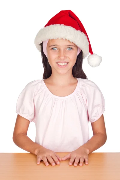 可爱的小女孩用蓝色的眼睛和圣诞杯 — 图库照片