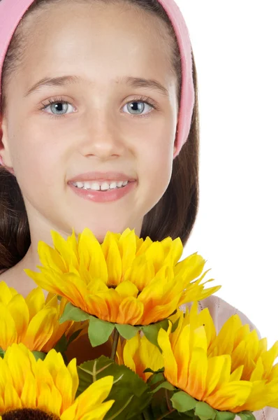 Bella ragazza con fiori — Foto Stock