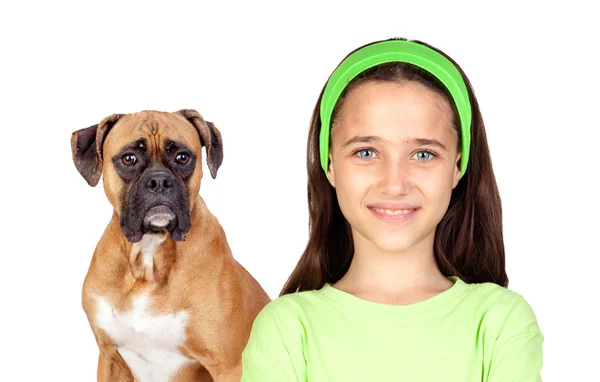 Mooi meisje en haar hond — Stockfoto