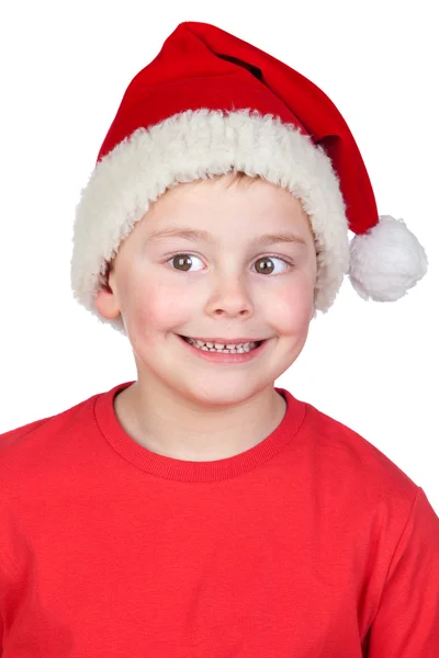 Entzückendes Kind mit Weihnachtsmütze — Stockfoto