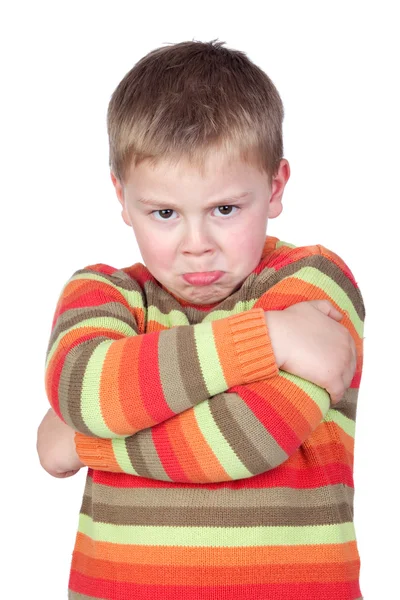 交差の腕を持つ怒っている子供 — ストック写真