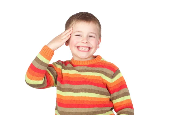 Schattig kind doen een militaire salute — Stockfoto