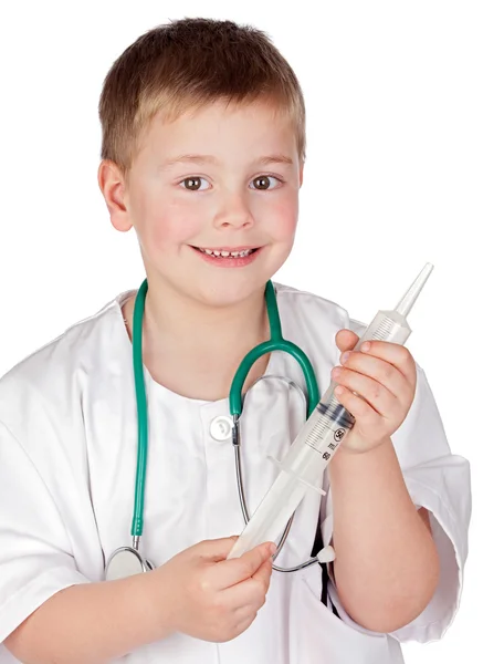 Criança adorável com uniforme médico — Fotografia de Stock