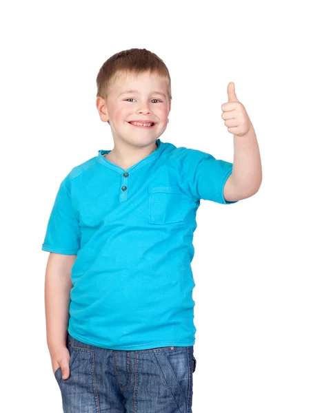 Criança adorável com polegar para cima — Fotografia de Stock