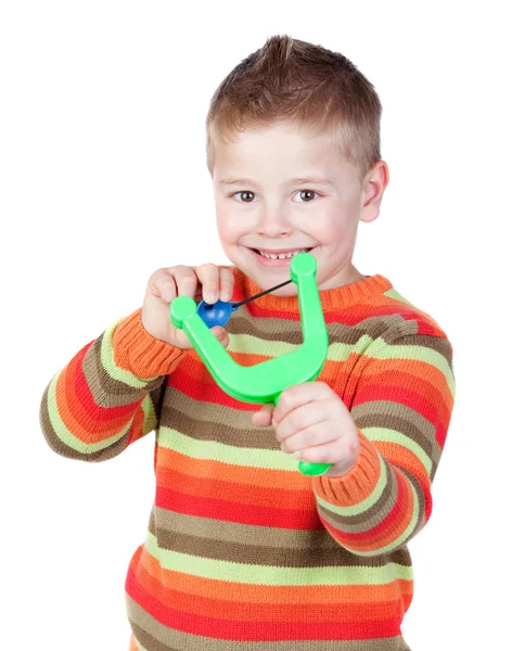Roztomilé dítě s prakem — Stock fotografie