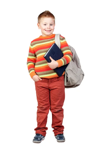 Criança estudante com livros — Fotografia de Stock
