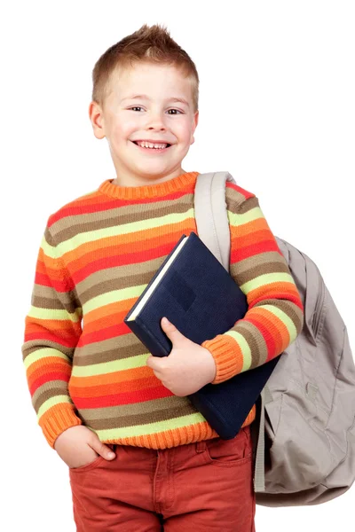 Étudiant enfant avec livres — Photo