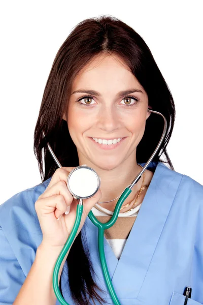 Lockande brunett läkare — Stockfoto