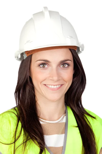 Trabalhador atraente com colete refletor — Fotografia de Stock