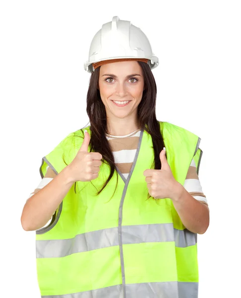 Attractive worker with reflector vest — Stock Photo, Image