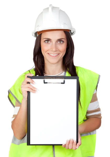 Attractive worker with reflector vest — Stock Photo, Image