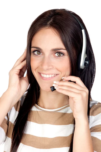 Mooie brunette meisje met hoofdtelefoon — Stockfoto