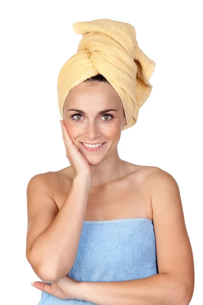 Όμορφη κοπέλα με πετσέτα — Φωτογραφία Αρχείου
