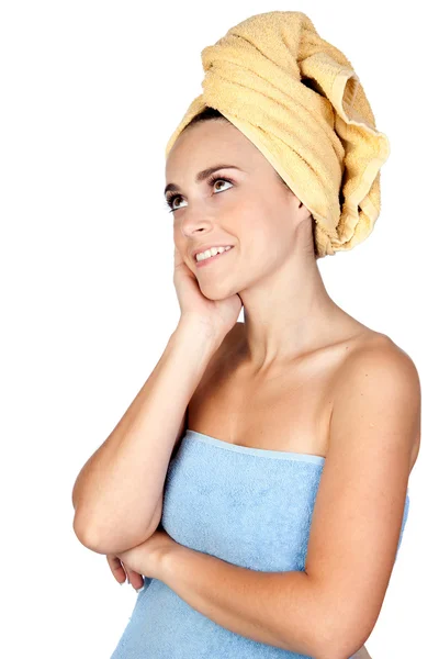 Pensive girl with towel — Stock Photo, Image