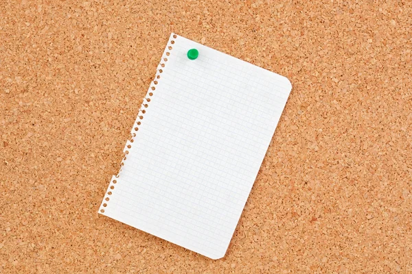 Corkboard with blank paper punch — Stock Photo, Image