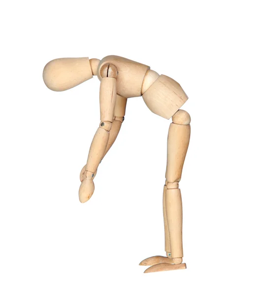 Wooden mannequin by stretching — Stock Photo, Image