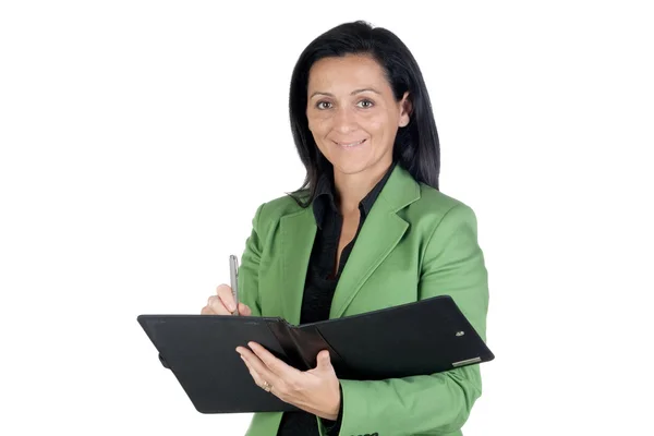 Mujer de negocios con chaqueta verde —  Fotos de Stock