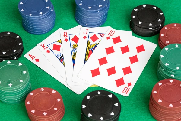 Poker karty s postupku v barvě — Stock fotografie