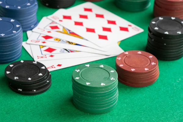 Tarjetas de póquer con escalera — Foto de Stock