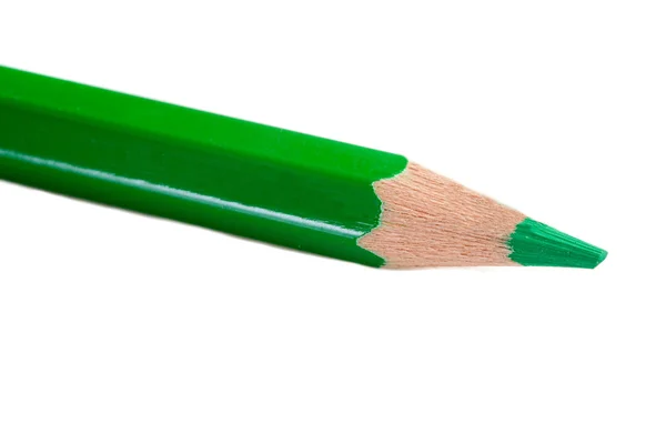 Ein grüner Bleistift sehr scharf ausgedehnt — Stockfoto