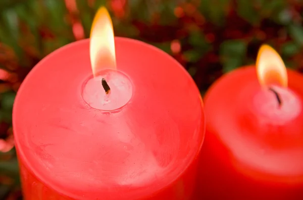 Red candles of Christmas lit — Stock Photo, Image