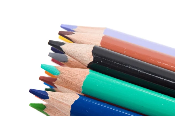 Många pennor i olika färger — Stockfoto