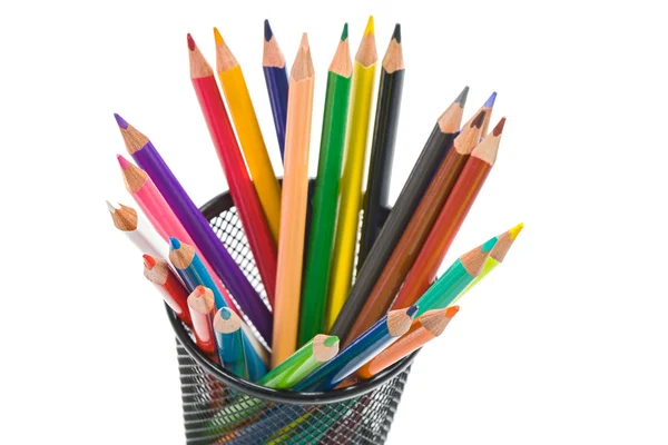 Många pennor i olika färger — Stockfoto