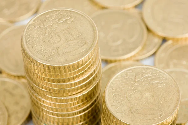 Macro de muitas moedas centavos Euro — Fotografia de Stock