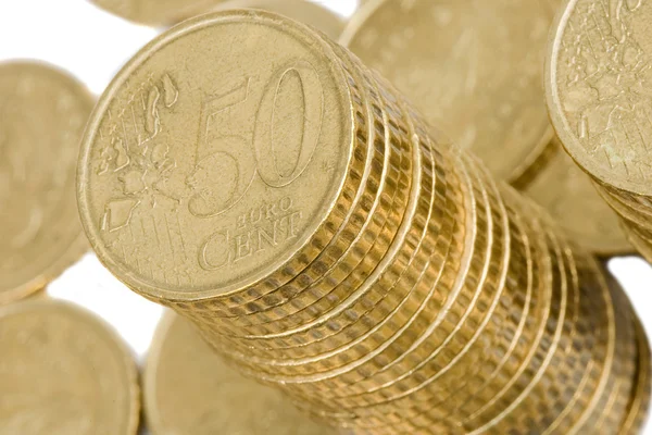 Macro de muchas monedas centavos de euro — Foto de Stock