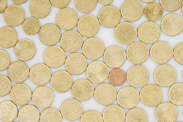 Choc věžπολλά κέρματα σεντ ευρώ — Φωτογραφία Αρχείου