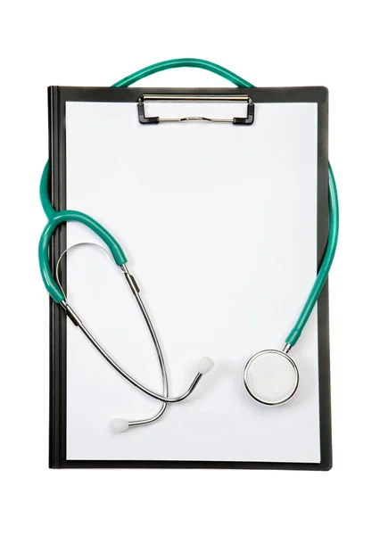 Clipboard with stetoscope — Stock Photo, Image
