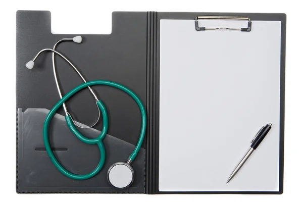 Clipboard with stethoscope — Stock Photo, Image
