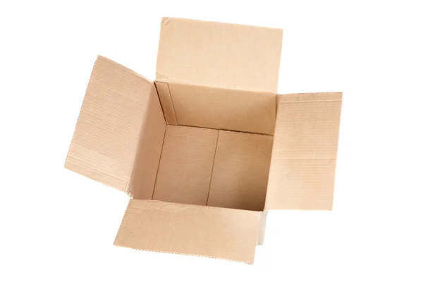 Empty cardboard boxes with lids open — Stock Photo, Image