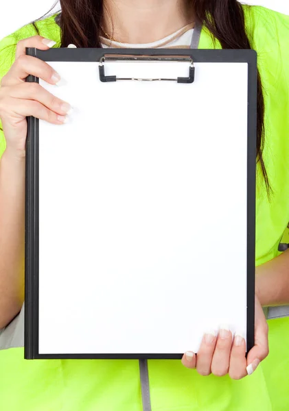 Female worker with reflector vest — Stock Photo, Image