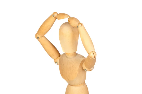 Surprise jointed wooden mannequin — Stock Photo, Image