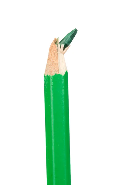 Lápis verde verticalmente com ponta quebrada — Fotografia de Stock