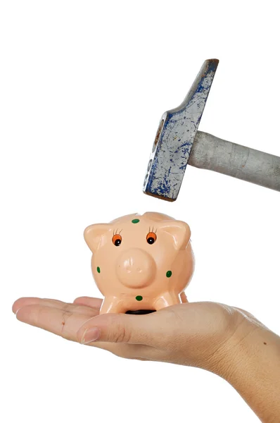 stock image Hammer and money box