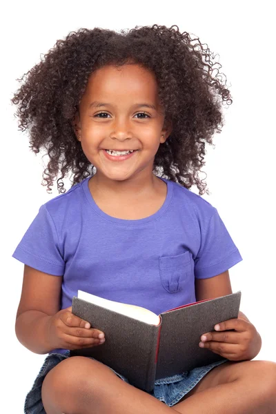 Student little girl reading with a book Royalty Free Stock Images